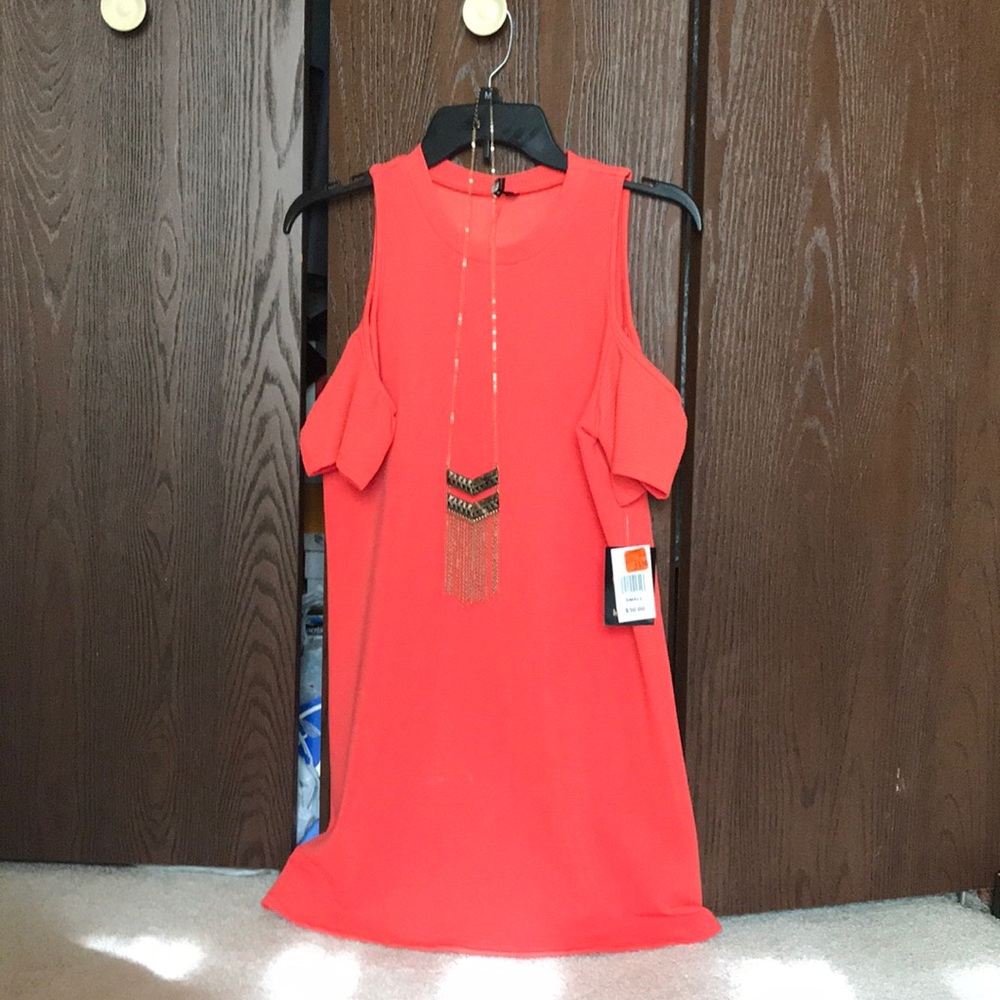Off-Shoulder Fitted Dress (With Necklace)